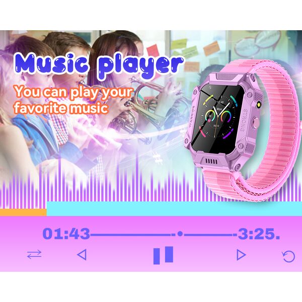 Ceas smartwatch pentru copii YQT-T33, Negru, Culoare: Negru