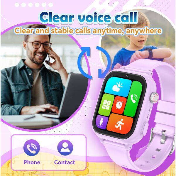 Ceas smartwatch pentru copii YQT-T53, Negru, Culoare: Negru