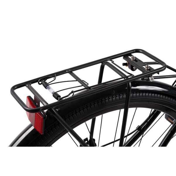 Bicicleta Trekking Unisex cu Roti de 28", Suspensie fata, Manete Secventiale Shimano, Echipare Shimano, Frane DISC -fata/spate, 21 Viteze, negru/gri, City Bike Carpat Genius Rocky cu cadru din Aluminiu si cabluri integrate