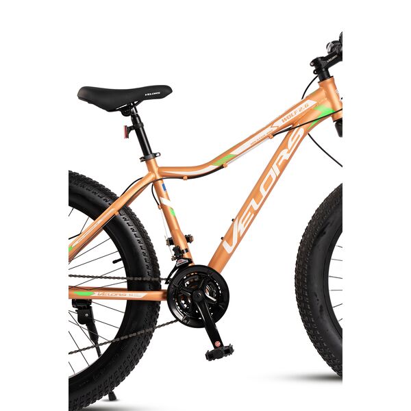 Bicicleta Fat-Bike Velors Wolf V2605D 26", Maro/Alb/Verde