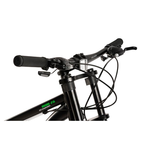 Bicicleta MTB cu Roti de 26", Furca Dubla Suspensie, Manete Secventiale, Frane Disc, 21 Viteze, negru/verde, Fat Bike Genius Velors Duro 2.6 Full Suspension cu Cauciucuri late 26X4.0