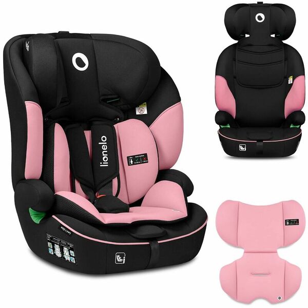 Scaun auto, Lionelo, Levi One i-Size, Universal, Instalare FWF, Cu tetiera reglabila in 10 pozitii, Cu spatar detasabil, 76-150 cm, Conform cu R129, Roz, Culoare: Roz