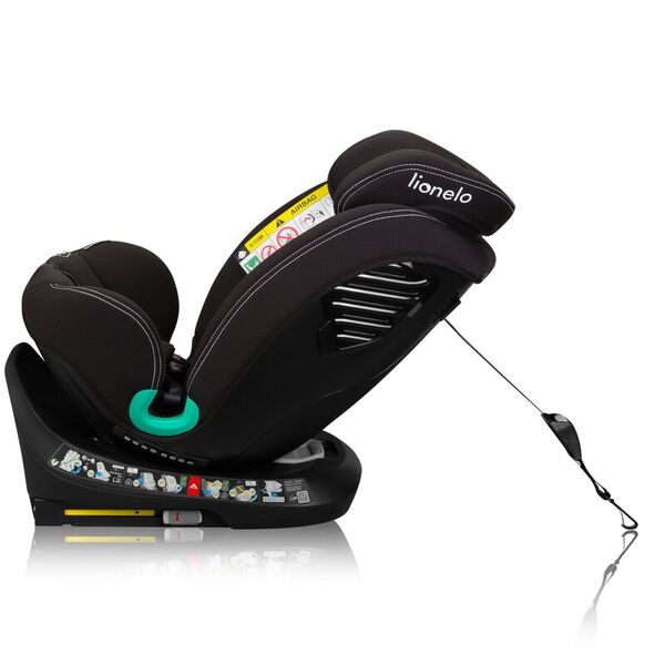 Scaun auto, Lionelo, Bastiaan One i-Size, 4 in 1, Protectie laterala, Cu spatar inclinabil in 4 pozitii, Cu tetiera reglabila in 13 pozitii, Rotire 360 grade, Top Tether, 0-36 Kg, 40-150 cm, Cu Isofix, Conform cu ECE R129, Negru, Culoare: Negru