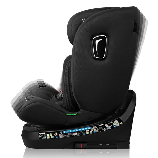 Scaun auto, Lionelo, Brave i-Size, 4 in 1, Rotire 360 grade, Protectie laterala, Cu spatar inclinabil in 5 pozitii, Cu tetiera reglabila in 12 pozitii, 0-36 Kg, 40-150 cm, Cu Isofix, Conform cu ECE R129, Negru, Culoare: Negru