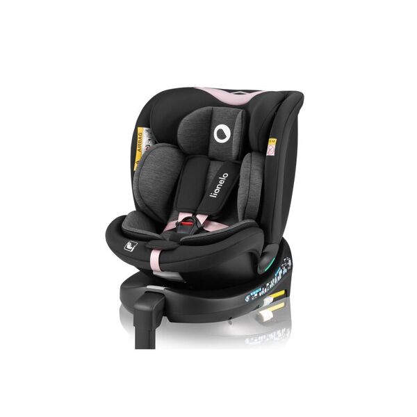 Scaun auto, Lionelo, i-Size Navy, 0-36 Kg, 40-150 cm, Cu isofix si picior de fixare, Protectie laterala, Rotire 360 grade, Ajustare spatar in 4 pozitii, Tetiera reglabila in 11 trepte, Conform cu R129, Negru/Roz, Culoare: Negru/Roz