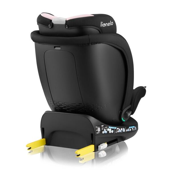 Scaun auto, Lionelo, i-Size Navy, 0-36 Kg, 40-150 cm, Cu isofix si picior de fixare, Protectie laterala, Rotire 360 grade, Ajustare spatar in 4 pozitii, Tetiera reglabila in 11 trepte, Conform cu R129, Negru/Roz, Culoare: Negru/Roz