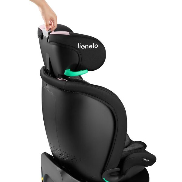 Scaun auto, Lionelo, i-Size Navy, 0-36 Kg, 40-150 cm, Cu isofix si picior de fixare, Protectie laterala, Rotire 360 grade, Ajustare spatar in 4 pozitii, Tetiera reglabila in 11 trepte, Conform cu R129, Negru/Roz, Culoare: Negru/Roz