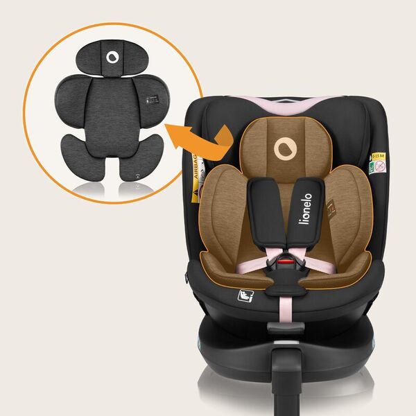 Scaun auto, Lionelo, i-Size Navy, 0-36 Kg, 40-150 cm, Cu isofix si picior de fixare, Protectie laterala, Rotire 360 grade, Ajustare spatar in 4 pozitii, Tetiera reglabila in 11 trepte, Conform cu R129, Negru/Roz, Culoare: Negru/Roz