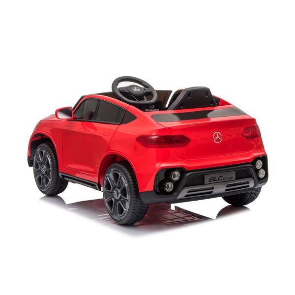 Masinuta electrica cu telecomanda, Mercedes-Benz GLC Coupe, roti EVA, scaun piele ecologica, Rosu, Culoare: Rosu