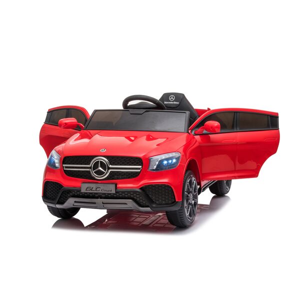 Masinuta electrica cu telecomanda, Mercedes-Benz GLC Coupe, roti EVA, scaun piele ecologica, Rosu, Culoare: Rosu