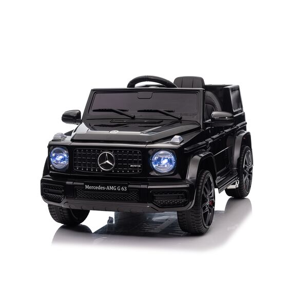 Masinuta electrica cu telecomanda, Mercedes-Benz AMG G63, roti EVA, scaun piele ecologica, Negru, Culoare: Negru