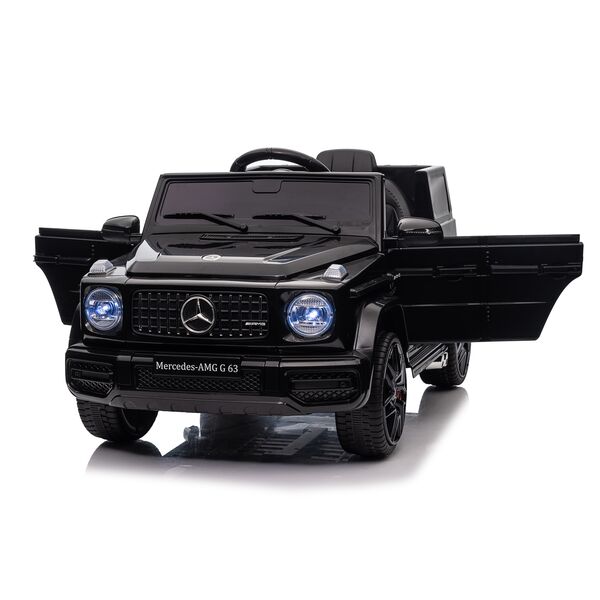 Masinuta electrica cu telecomanda, Mercedes-Benz AMG G63, roti EVA, scaun piele ecologica, Negru, Culoare: Negru