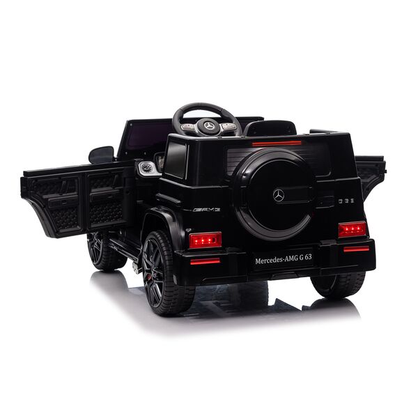Masinuta electrica cu telecomanda, Mercedes-Benz AMG G63, roti EVA, scaun piele ecologica, Negru, Culoare: Negru