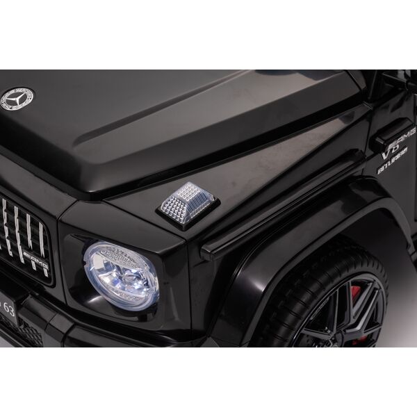 Masinuta electrica cu telecomanda, Mercedes-Benz AMG G63, roti EVA, scaun piele ecologica, Negru, Culoare: Negru