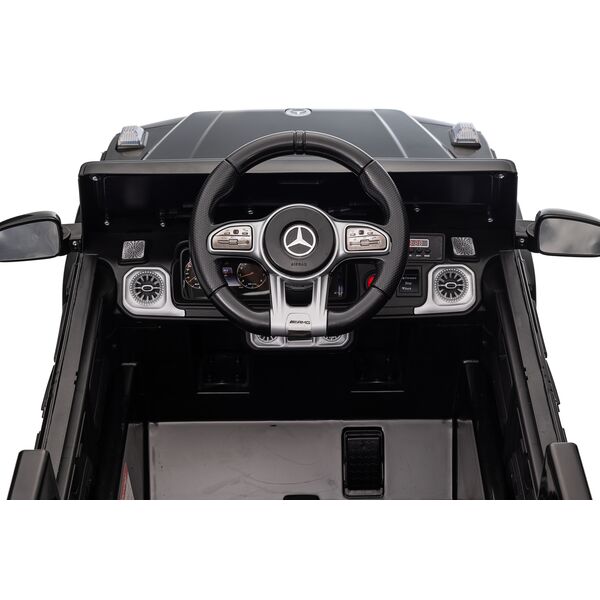 Masinuta electrica cu telecomanda, Mercedes-Benz AMG G63, roti EVA, scaun piele ecologica, Negru, Culoare: Negru