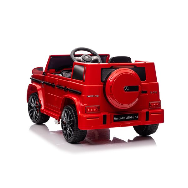 Masinuta electrica cu telecomanda, Mercedes-Benz AMG G63, roti EVA, scaun piele ecologica, Rosu, Culoare: Rosu