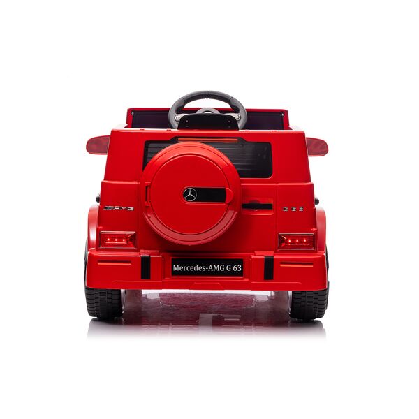 Masinuta electrica cu telecomanda, Mercedes-Benz AMG G63, roti EVA, scaun piele ecologica, Rosu, Culoare: Rosu