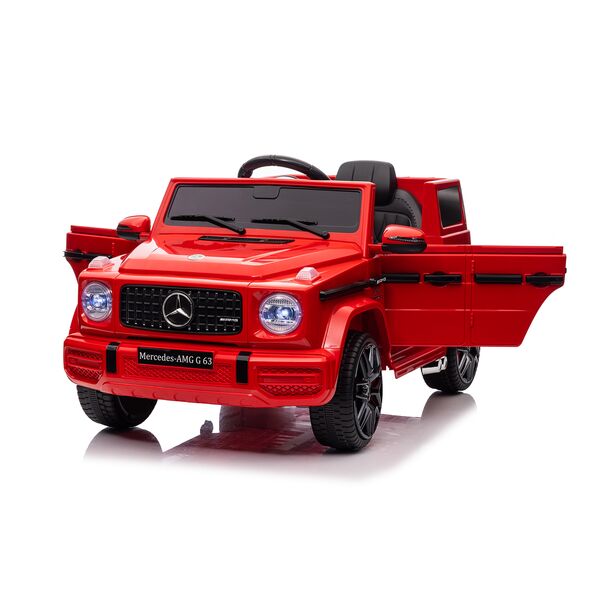 Masinuta electrica cu telecomanda, Mercedes-Benz AMG G63, roti EVA, scaun piele ecologica, Rosu, Culoare: Rosu