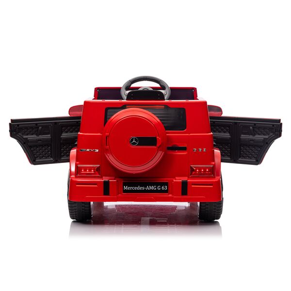 Masinuta electrica cu telecomanda, Mercedes-Benz AMG G63, roti EVA, scaun piele ecologica, Rosu, Culoare: Rosu