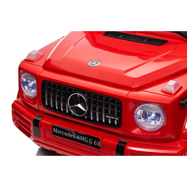 Masinuta electrica cu telecomanda, Mercedes-Benz AMG G63, roti EVA, scaun piele ecologica, Rosu, Culoare: Rosu