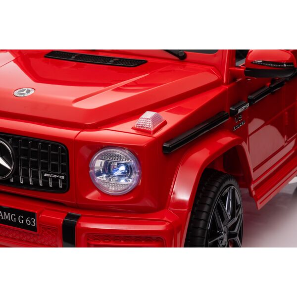 Masinuta electrica cu telecomanda, Mercedes-Benz AMG G63, roti EVA, scaun piele ecologica, Rosu, Culoare: Rosu