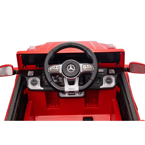 Masinuta electrica cu telecomanda, Mercedes-Benz AMG G63, roti EVA, scaun piele ecologica, Rosu, Culoare: Rosu