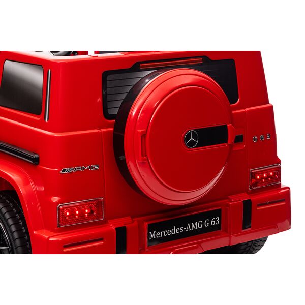 Masinuta electrica cu telecomanda, Mercedes-Benz AMG G63, roti EVA, scaun piele ecologica, Rosu, Culoare: Rosu