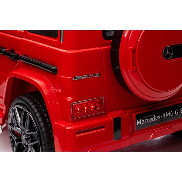 Masinuta electrica cu telecomanda, Mercedes-Benz AMG G63, roti EVA, scaun piele ecologica, Rosu, Culoare: Rosu