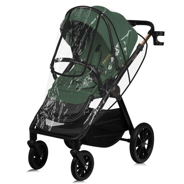 Carucior 2 in 1, Lionelo, Layla, Pana la 22 kg, Cadru aluminiu, Cu landou intarit si salteluta din spuma AirDots, Reversibil, Cu ventilatie 3D, Cu accesorii, EN1888-1, EN1888-2, EN1466, Verde, Culoare: Verde