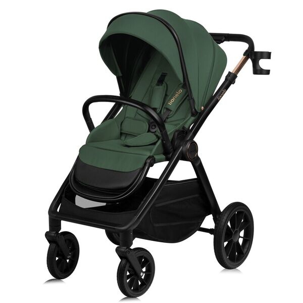 Carucior 2 in 1, Lionelo, Layla, Pana la 22 kg, Cadru aluminiu, Cu landou intarit si salteluta din spuma AirDots, Reversibil, Cu ventilatie 3D, Cu accesorii, EN1888-1, EN1888-2, EN1466, Verde, Culoare: Verde