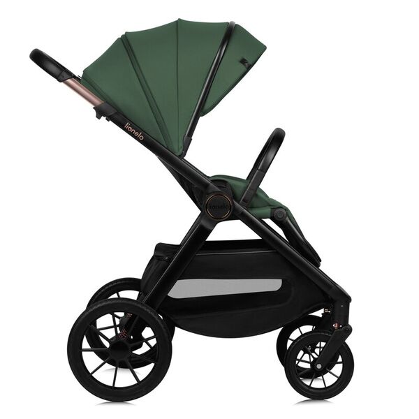 Carucior 2 in 1, Lionelo, Layla, Pana la 22 kg, Cadru aluminiu, Cu landou intarit si salteluta din spuma AirDots, Reversibil, Cu ventilatie 3D, Cu accesorii, EN1888-1, EN1888-2, EN1466, Verde, Culoare: Verde