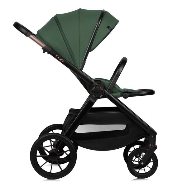 Carucior 2 in 1, Lionelo, Layla, Pana la 22 kg, Cadru aluminiu, Cu landou intarit si salteluta din spuma AirDots, Reversibil, Cu ventilatie 3D, Cu accesorii, EN1888-1, EN1888-2, EN1466, Verde, Culoare: Verde