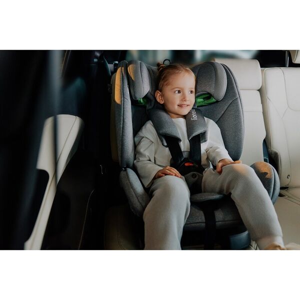 Scaun auto, Lionelo, Lavender I-size, Isofix, Cu centura TopTether, Cu spatar inclinabil in 5 pozitii, Cu tetiera reglabila in 13 pozitii, Instalare cu fata inainte, 9-36 Kg, 76-150 cm, Conform cu ECE R129, Bej, Culoare: Gri