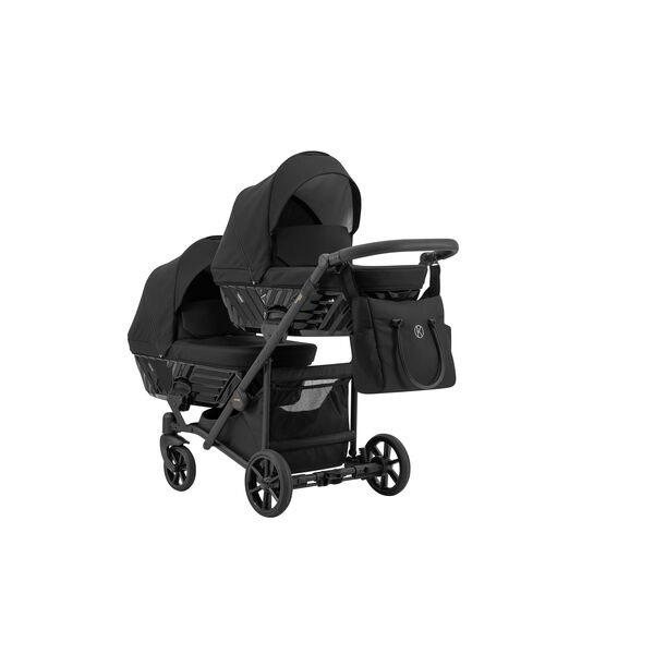 Carucior 3 in 1 pentru gemeni Kunert Invento Duo, Culoare: Negru
