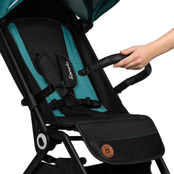 Lionelo - Carucior sport Cloe, De la nastere, Cu accesorii, Cadru din aluminiu, 0-22 kg, Usor, Pliabil cu o singura mana, Ideal pentru toate tipurile de suprafete, Verde smarald, Culoare: Verde