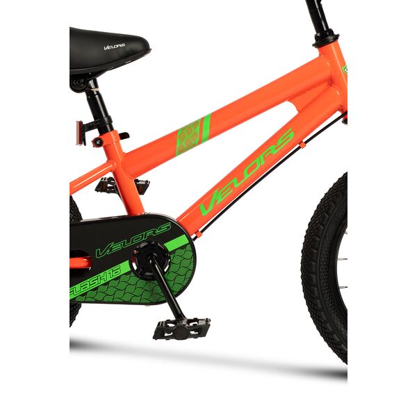 Bicicleta Copii 4-6 ani Velors V1603B 16", Portocaliu/Verde, Culoare: Portocaliu/Verde