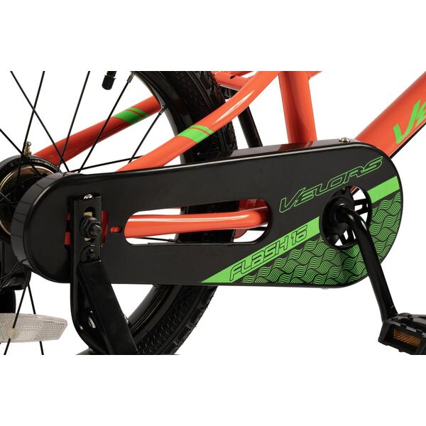 Bicicleta Copii 4-6 ani Velors V1603B 16", Portocaliu/Verde, Culoare: Portocaliu/Verde