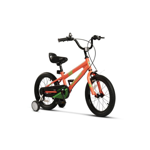 Bicicleta Copii 4-6 ani Velors V1603B 16", Portocaliu/Verde, Culoare: Portocaliu/Verde