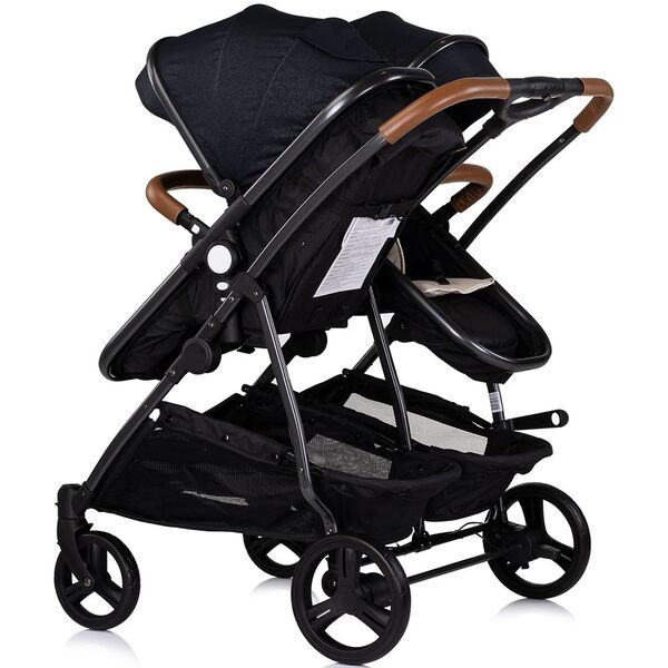 Carucior gemeni Chipolino Duo Smart 3 in 1 blackberry, Culoare: Negru
