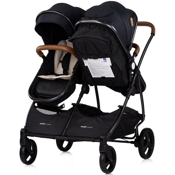 Carucior gemeni Chipolino Duo Smart 3 in 1 blackberry, Culoare: Negru