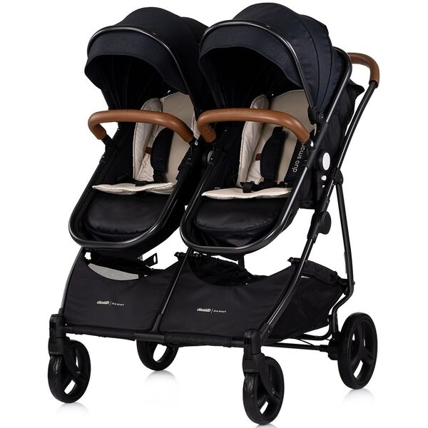 Carucior gemeni Chipolino Duo Smart 3 in 1 blackberry, Culoare: Negru