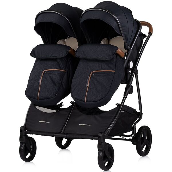 Carucior gemeni Chipolino Duo Smart 3 in 1 blackberry, Culoare: Negru