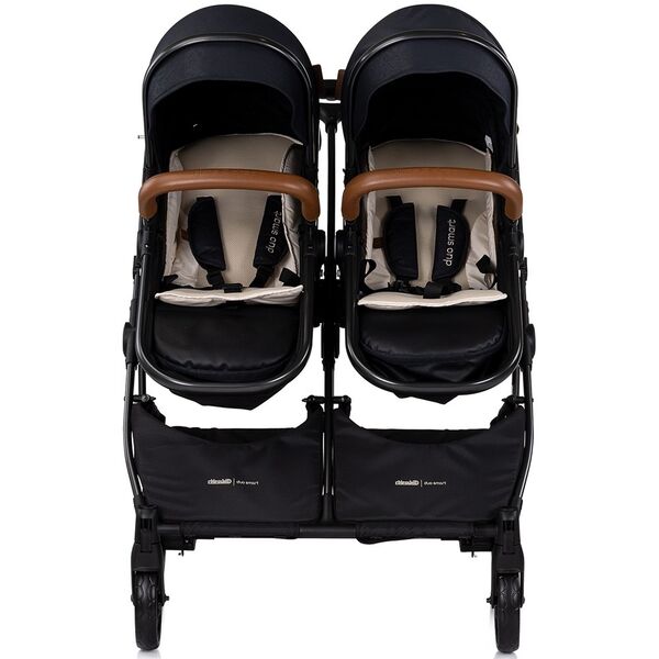 Carucior gemeni Chipolino Duo Smart 2 in 1 blackberry, Culoare: Negru