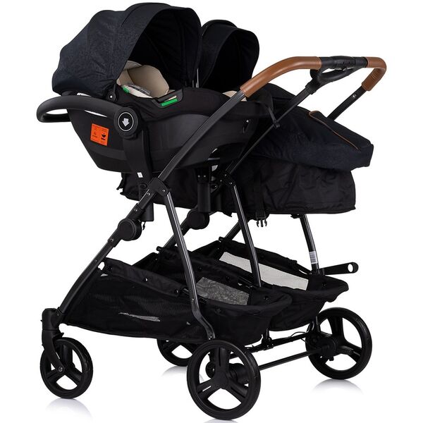 Carucior gemeni Chipolino Duo Smart 3 in 1 blackberry, Culoare: Negru