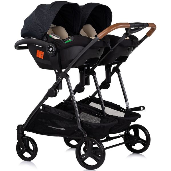 Carucior gemeni Chipolino Duo Smart 3 in 1 blackberry, Culoare: Negru