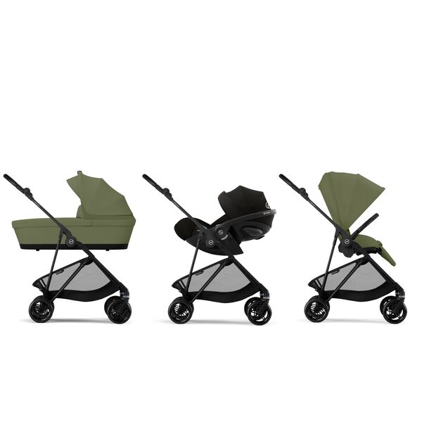 Carucior Cybex Melio Carbon B 3 in 1, Moss Green, cu scoica auto Cloud G i-Size, Culoare: Verde
