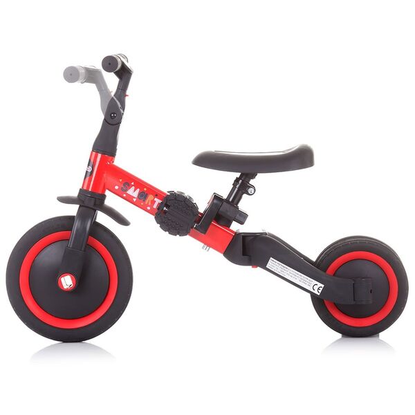 Tricicleta si bicicleta Chipolino Smarty 2 in 1 red, Culoare: Rosu