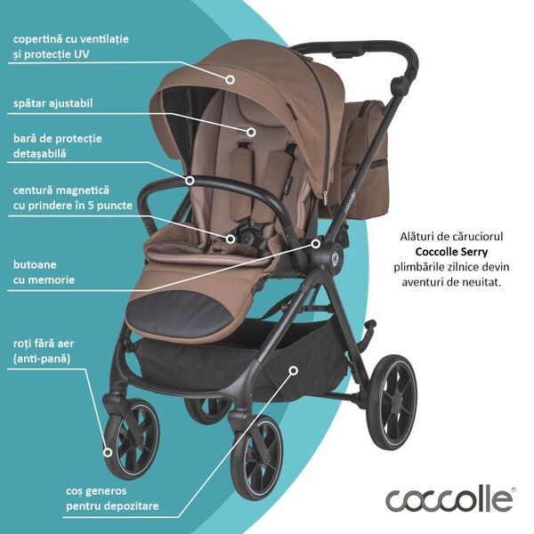 Carucior modular 2in1 Coccolle Serry Light taupe+ Scoica auto iSize Coccolle Knox Black