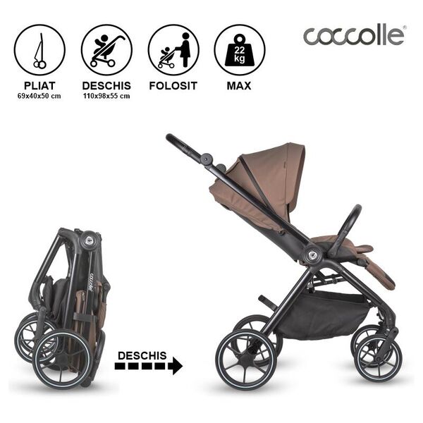 Carucior modular 2in1 Coccolle Serry Light taupe+ Scoica auto iSize Coccolle Knox Black