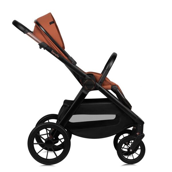 Carucior 2 in 1, Lionelo, Layla, Pana la 22 kg, Cadru aluminiu, Cu landou intarit si salteluta din spuma AirDots, Reversibil, Cu ventilatie 3D, Cu accesorii, EN1888-1, EN1888-2, EN1466, Maro, Culoare: Caramiziu